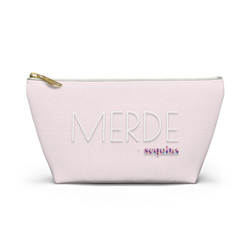 Accessory Pouch — Pink "MERDE" Sequins Makeup Bag