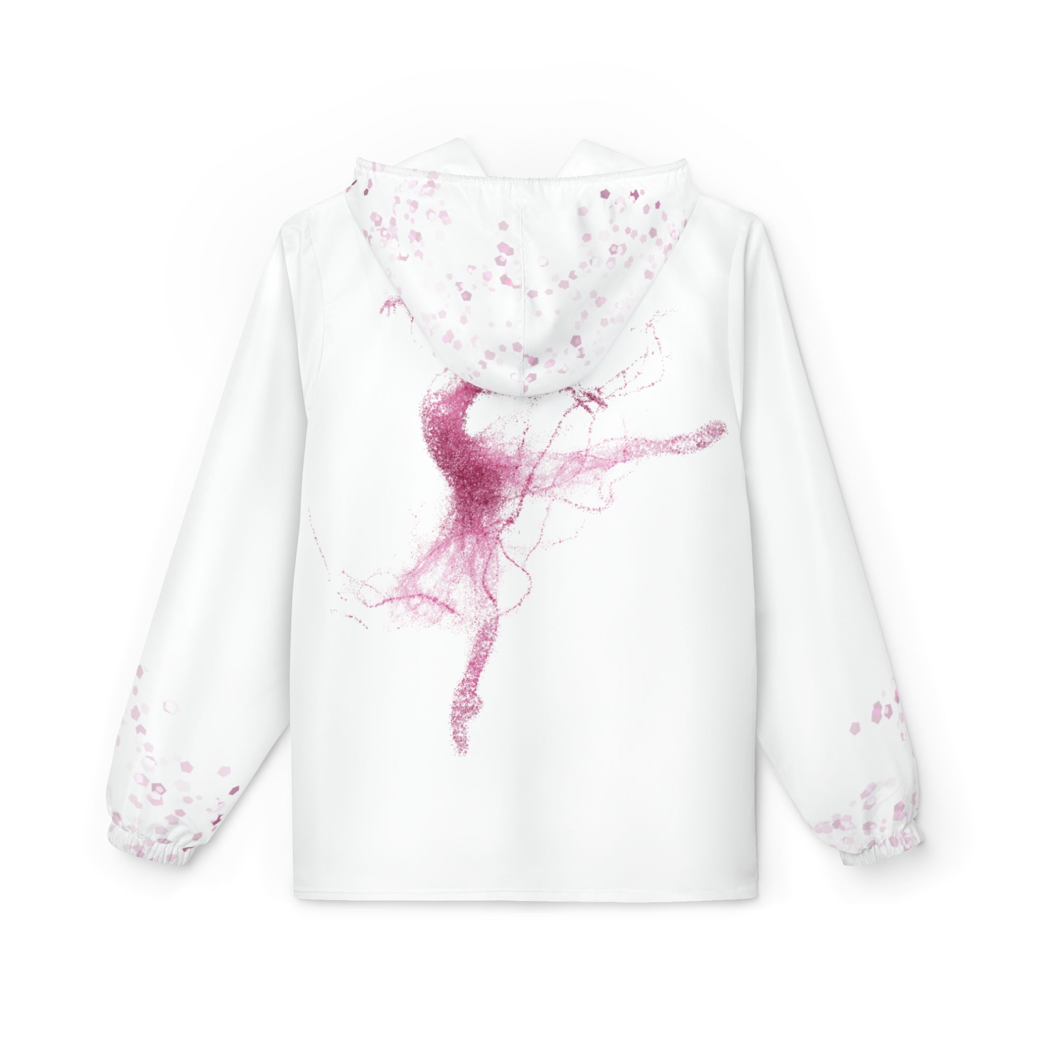 Ballet Dancer Windbreaker Jacket — Pink Watercolor Silhouette with “MERDE” Text