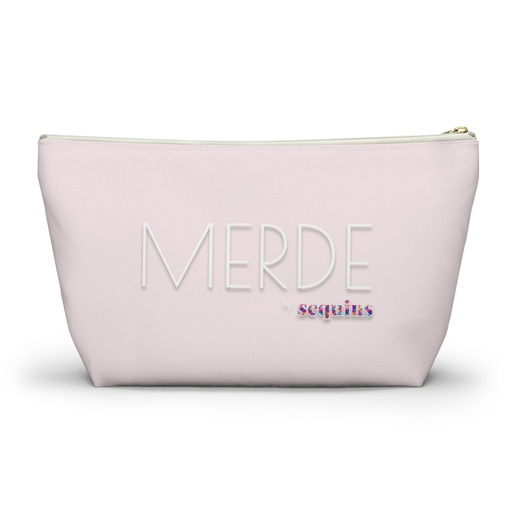 Accessory Pouch — Pink "MERDE" Sequins Makeup Bag