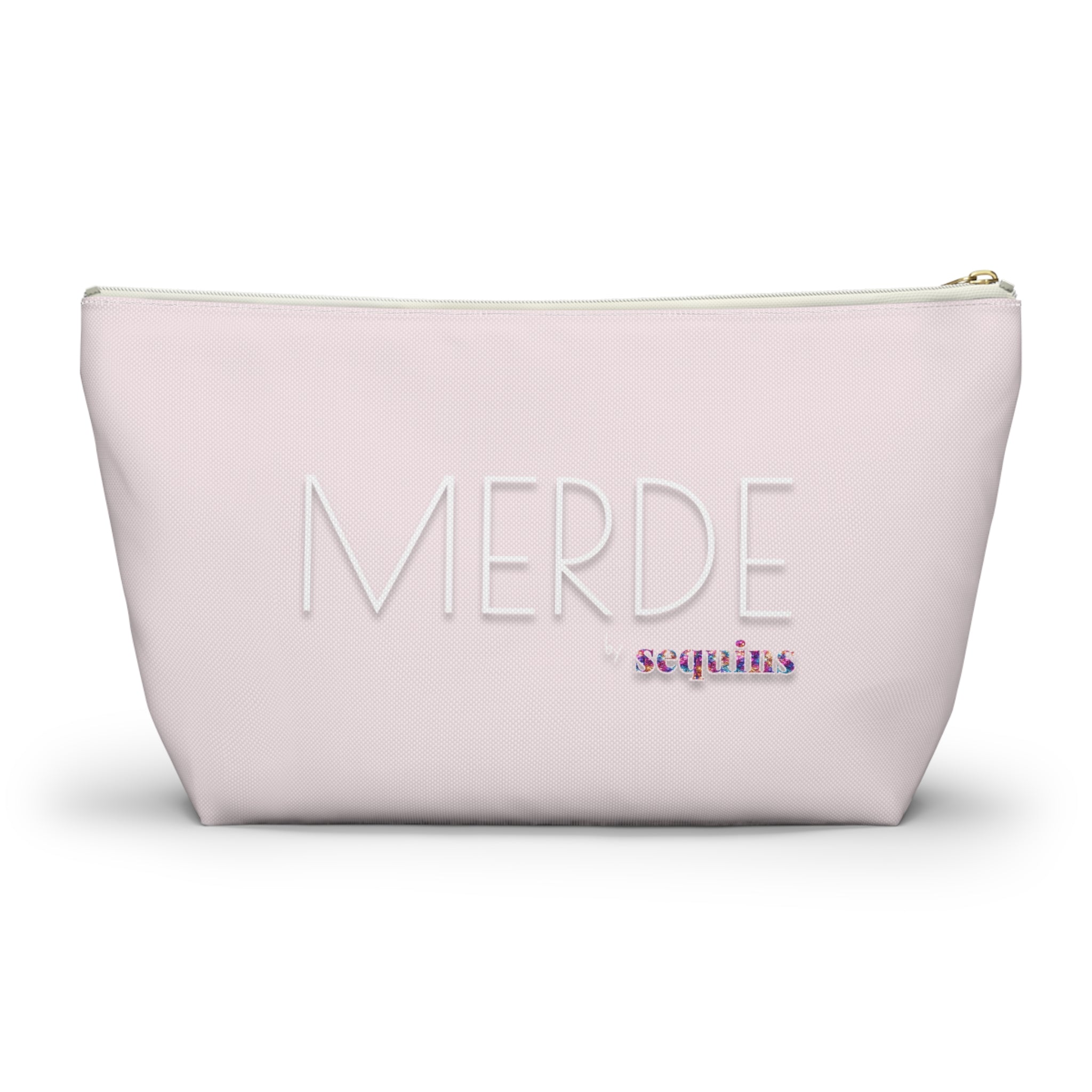 Accessory Pouch — Pink "MERDE" Sequins Makeup Bag