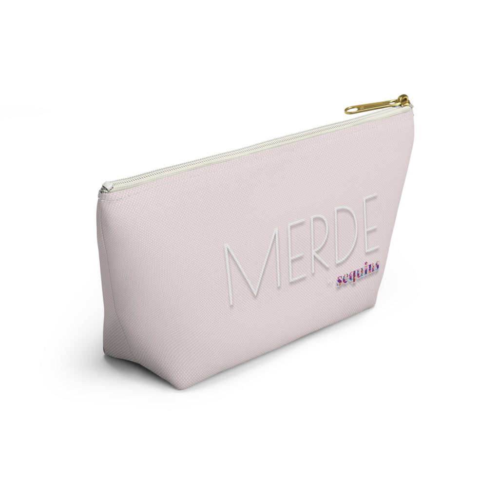 Accessory Pouch — Pink "MERDE" Sequins Makeup Bag