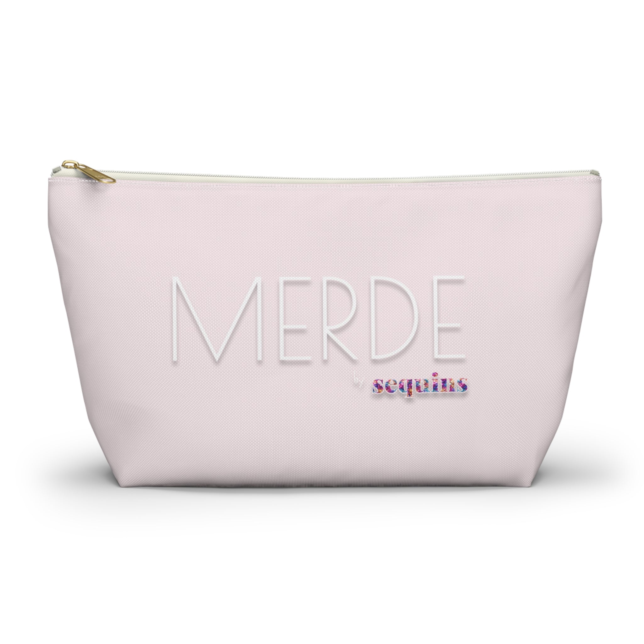 Accessory Pouch — Pink "MERDE" Sequins Makeup Bag
