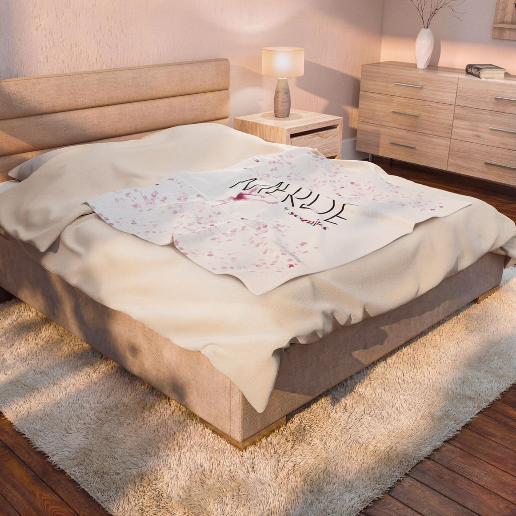 Velveteen Plush Blanket — 'MERDE by Sequins' Ballet Pink Throw (Soft Cozy Dance Gift)