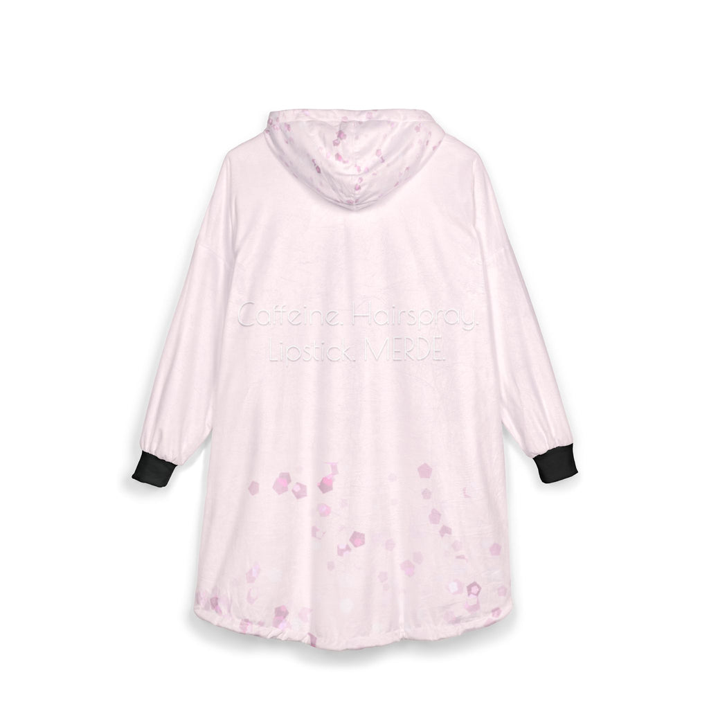 Hooded Blanket – Pink 'MERDE' Cozy Sherpa Hoodie Blanket with Floral Confetti
