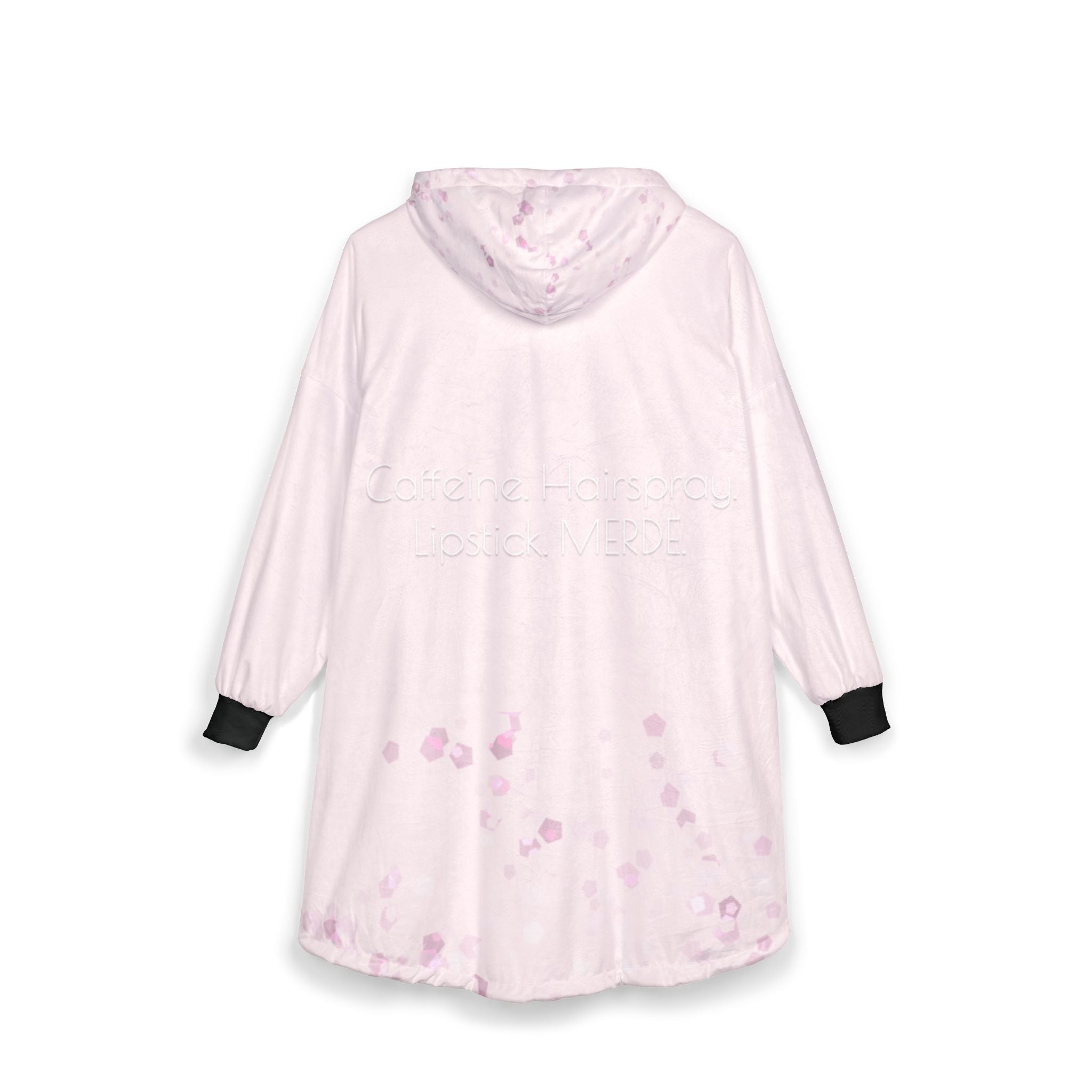Hooded Blanket – Pink 'MERDE' Cozy Sherpa Hoodie Blanket with Floral Confetti