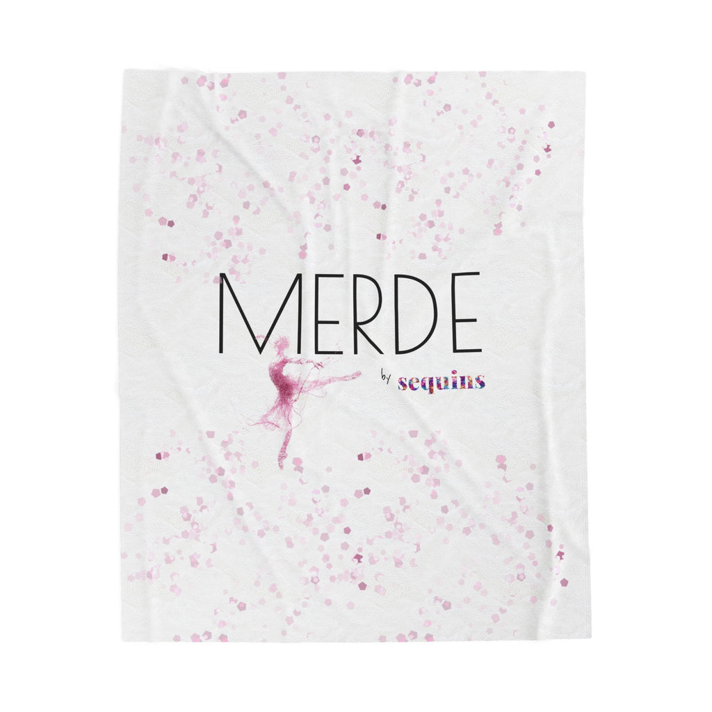 Velveteen Plush Blanket — 'MERDE by Sequins' Ballet Pink Throw (Soft Cozy Dance Gift)