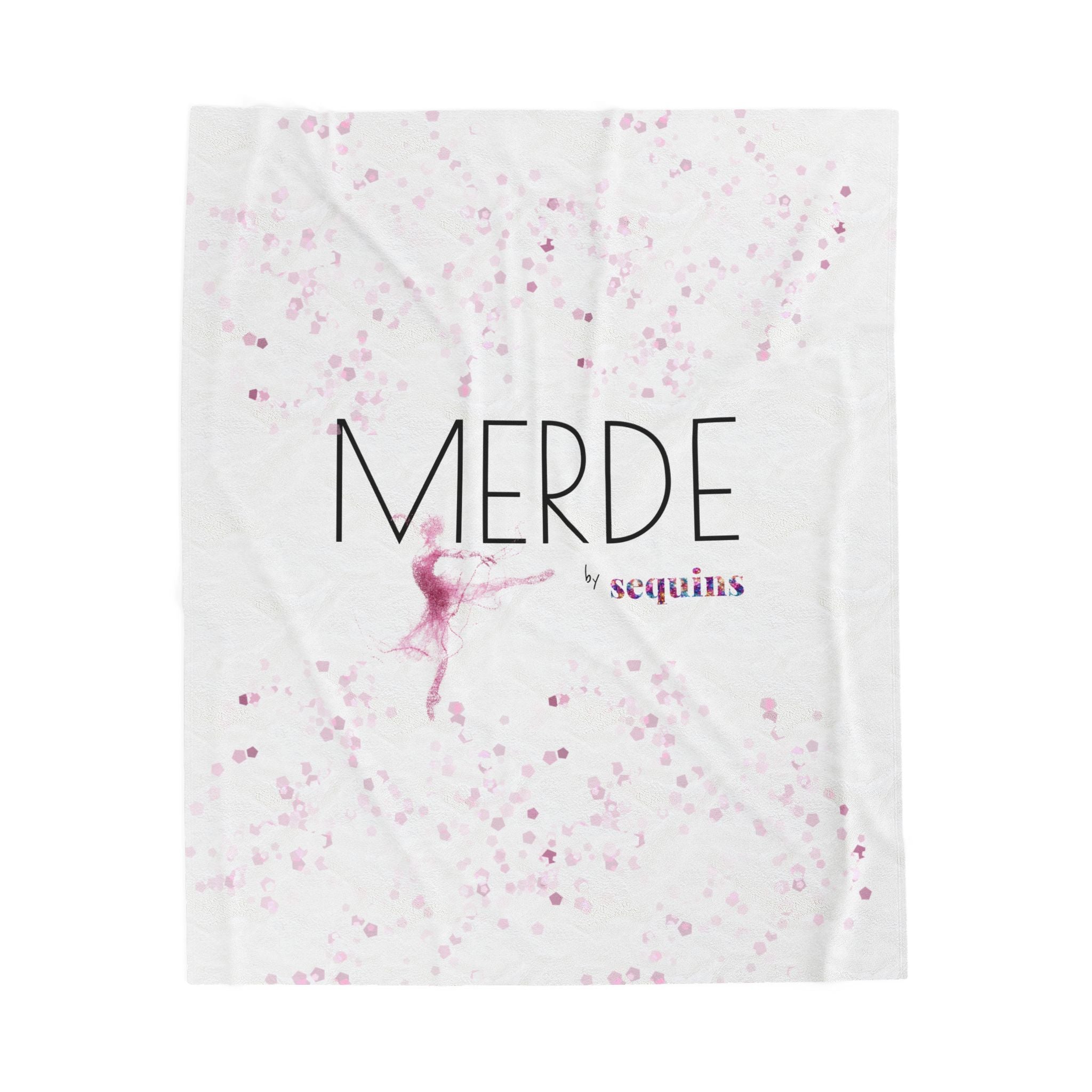 Velveteen Plush Blanket — 'MERDE by Sequins' Ballet Pink Throw (Soft Cozy Dance Gift)