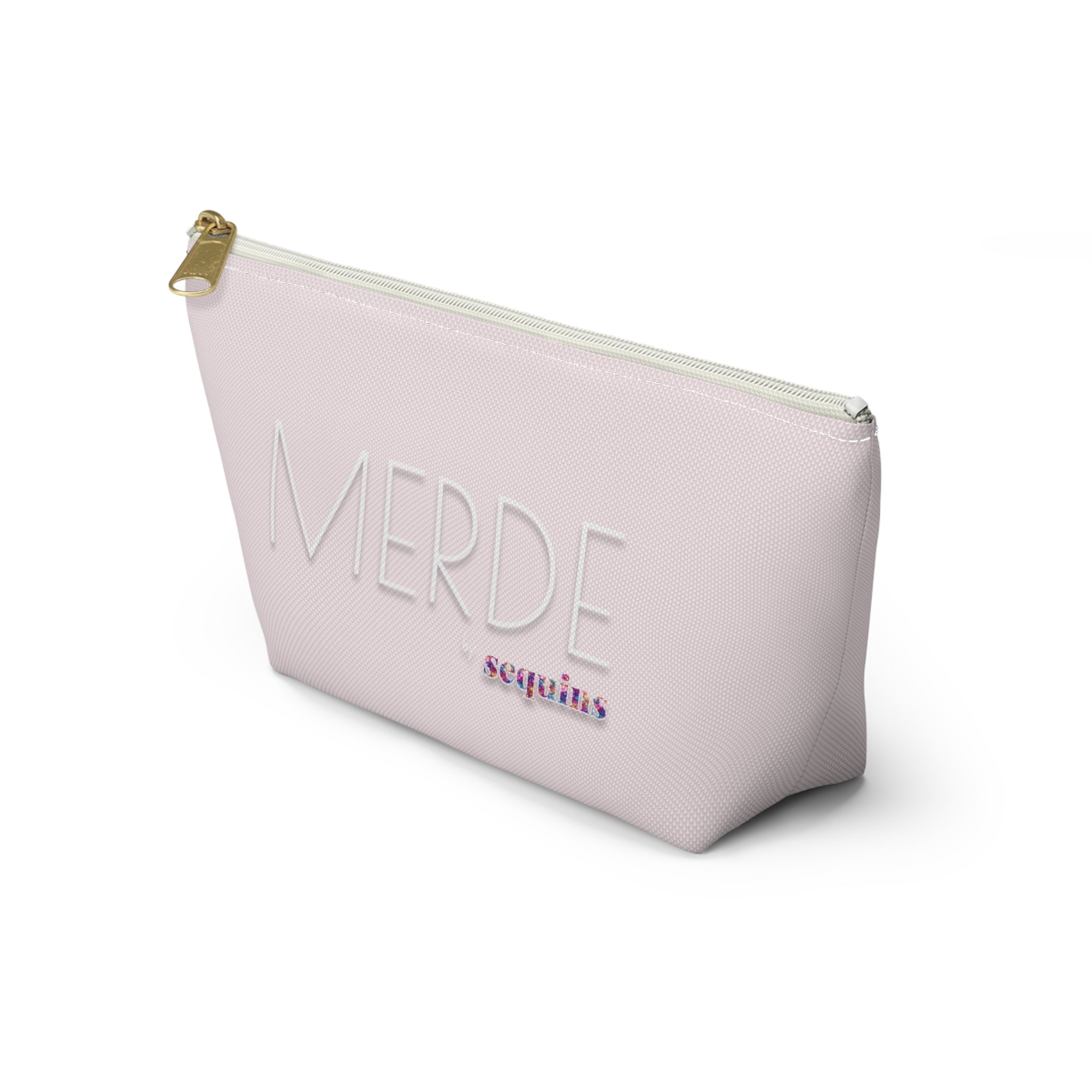 Accessory Pouch — Pink "MERDE" Sequins Makeup Bag