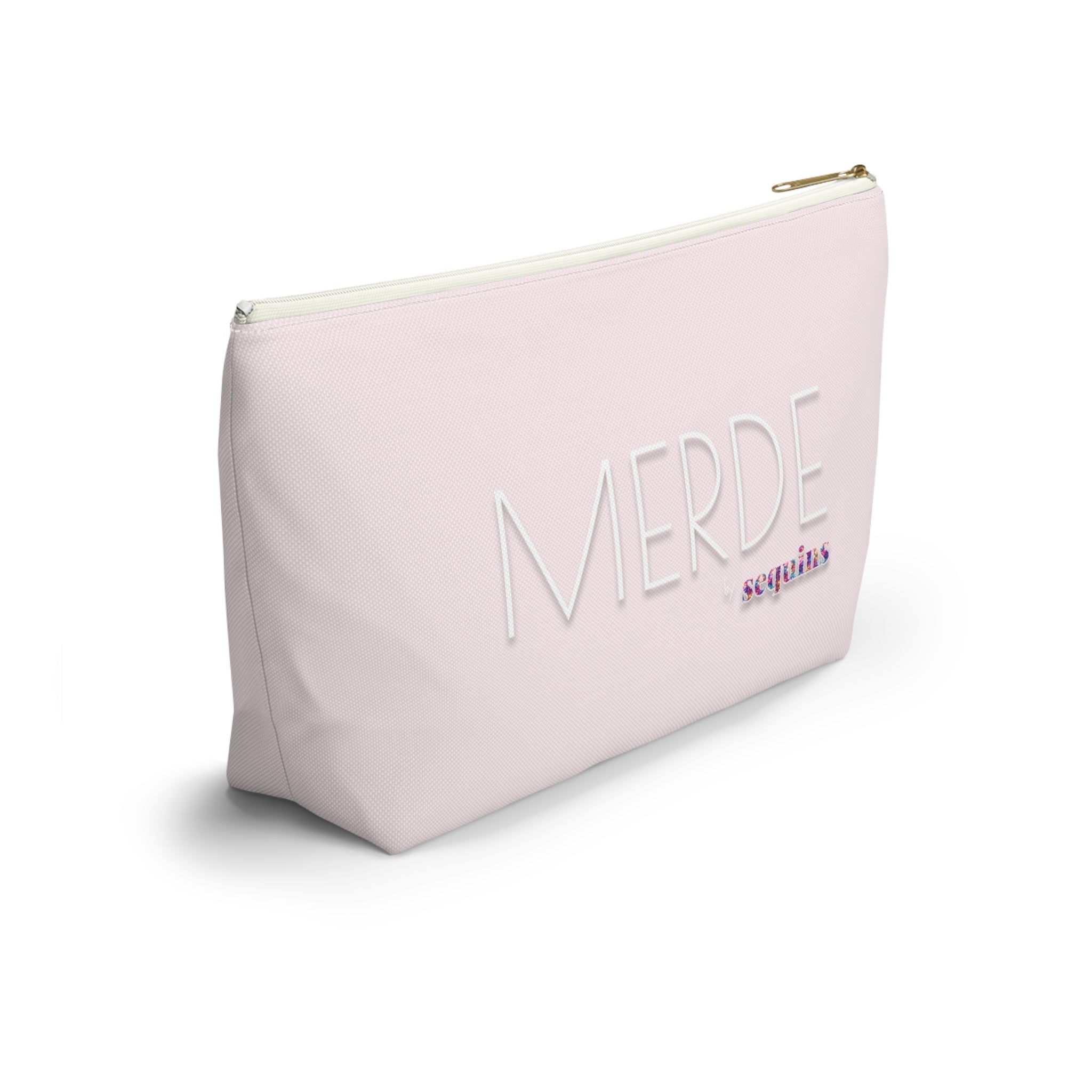 Accessory Pouch — Pink "MERDE" Sequins Makeup Bag