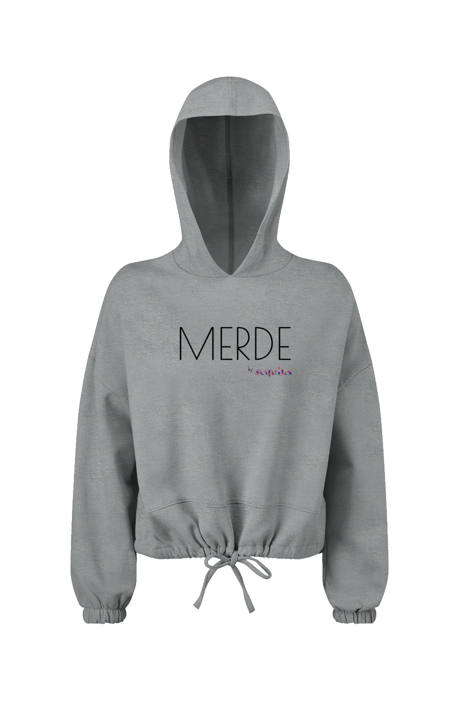 Black Merde Ladies' Cropped Oversize Hooded Sweatshirt