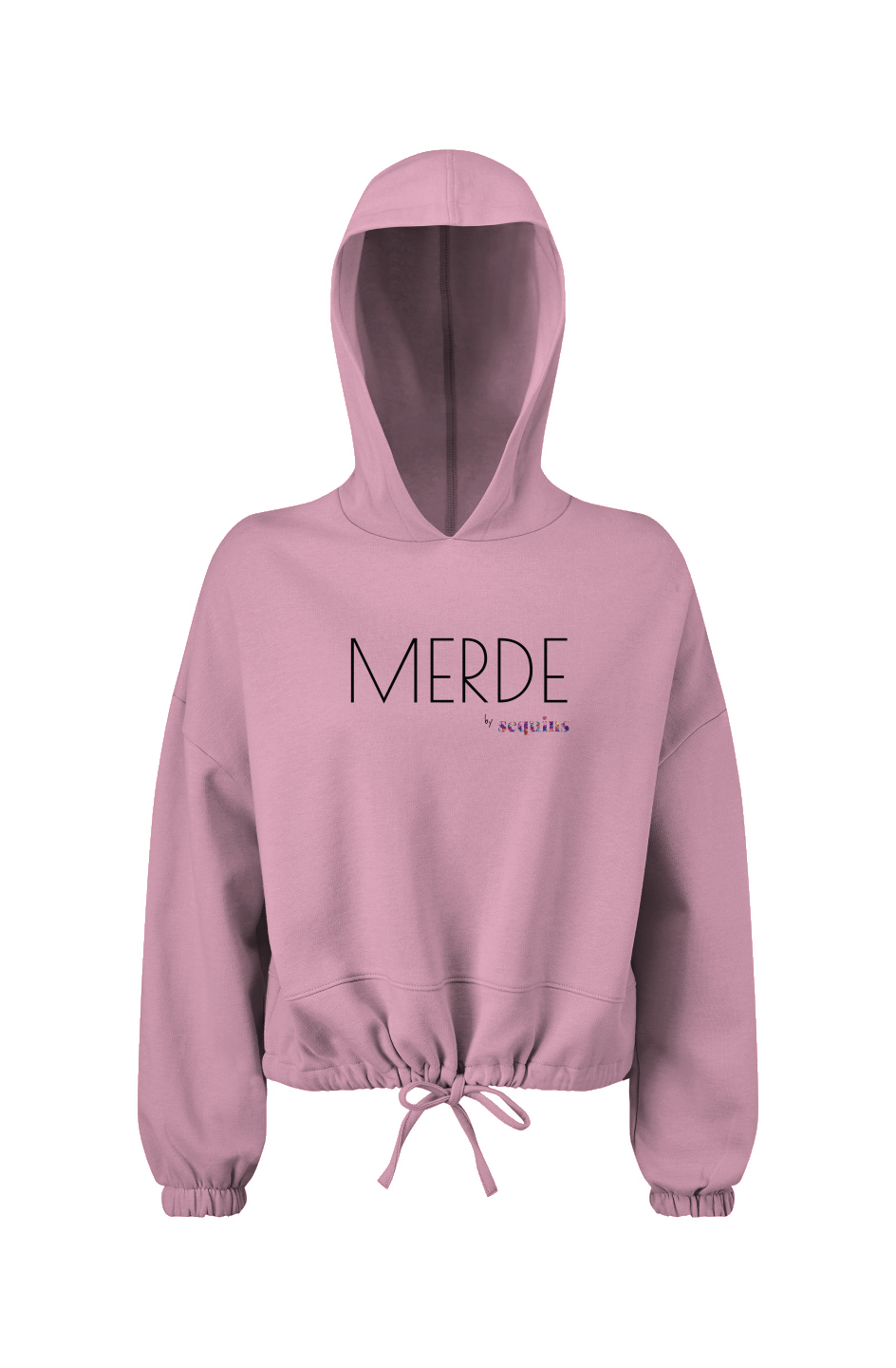 Black Merde Ladies' Cropped Oversize Hooded Sweatshirt