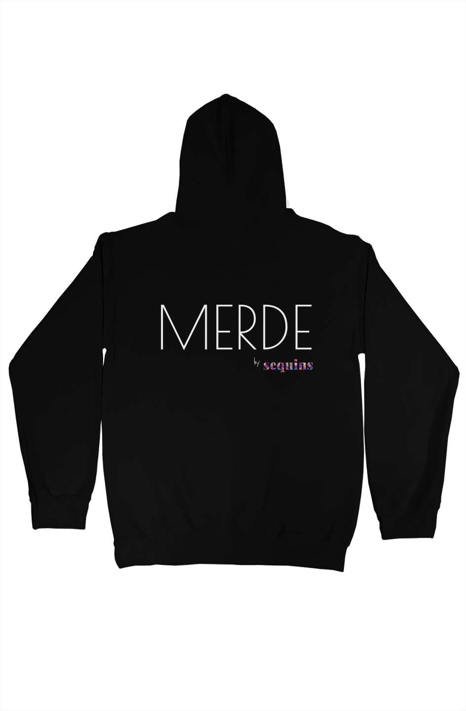 Merde pullover with sequin hood