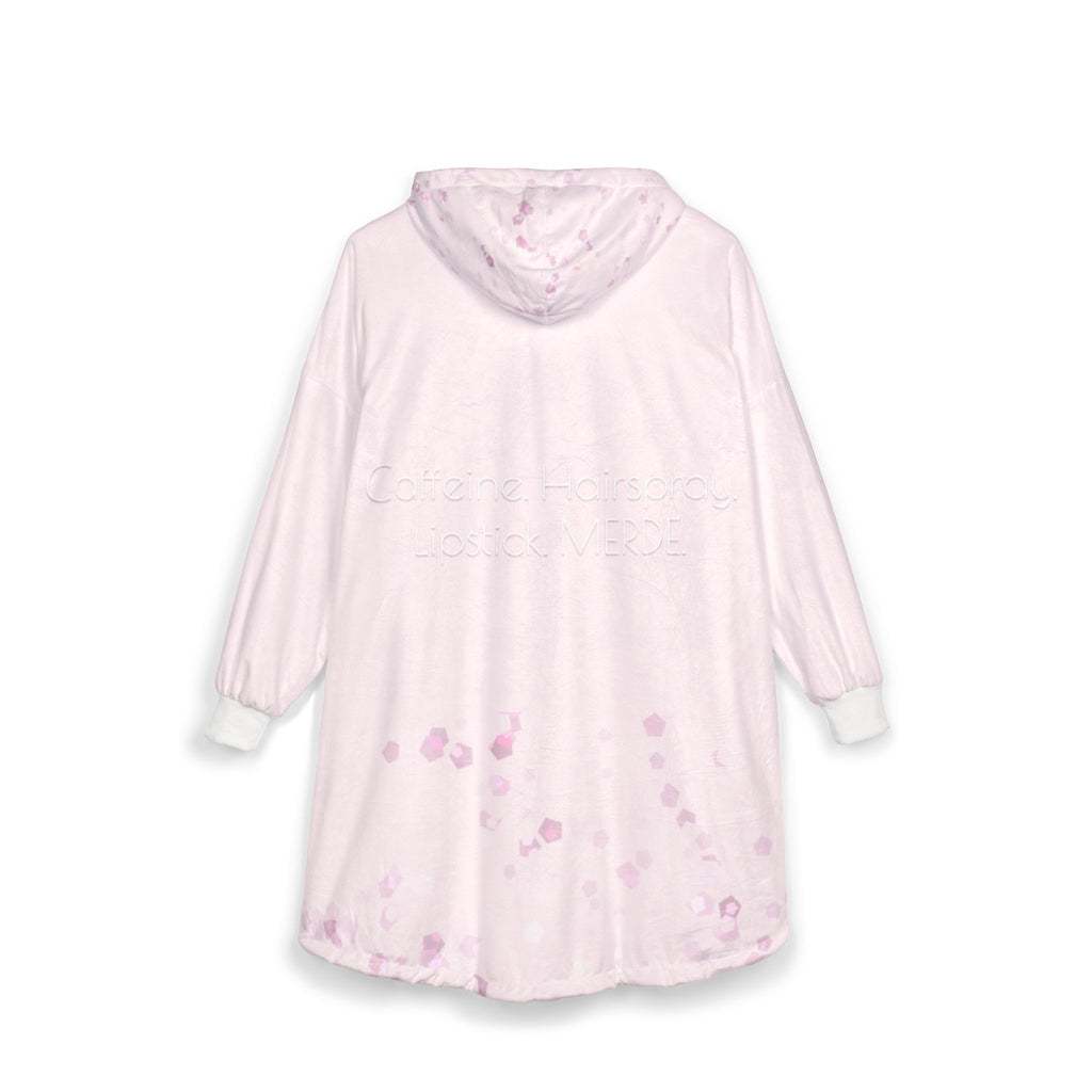 Hooded Blanket – Pink 'MERDE' Cozy Sherpa Hoodie Blanket with Floral Confetti