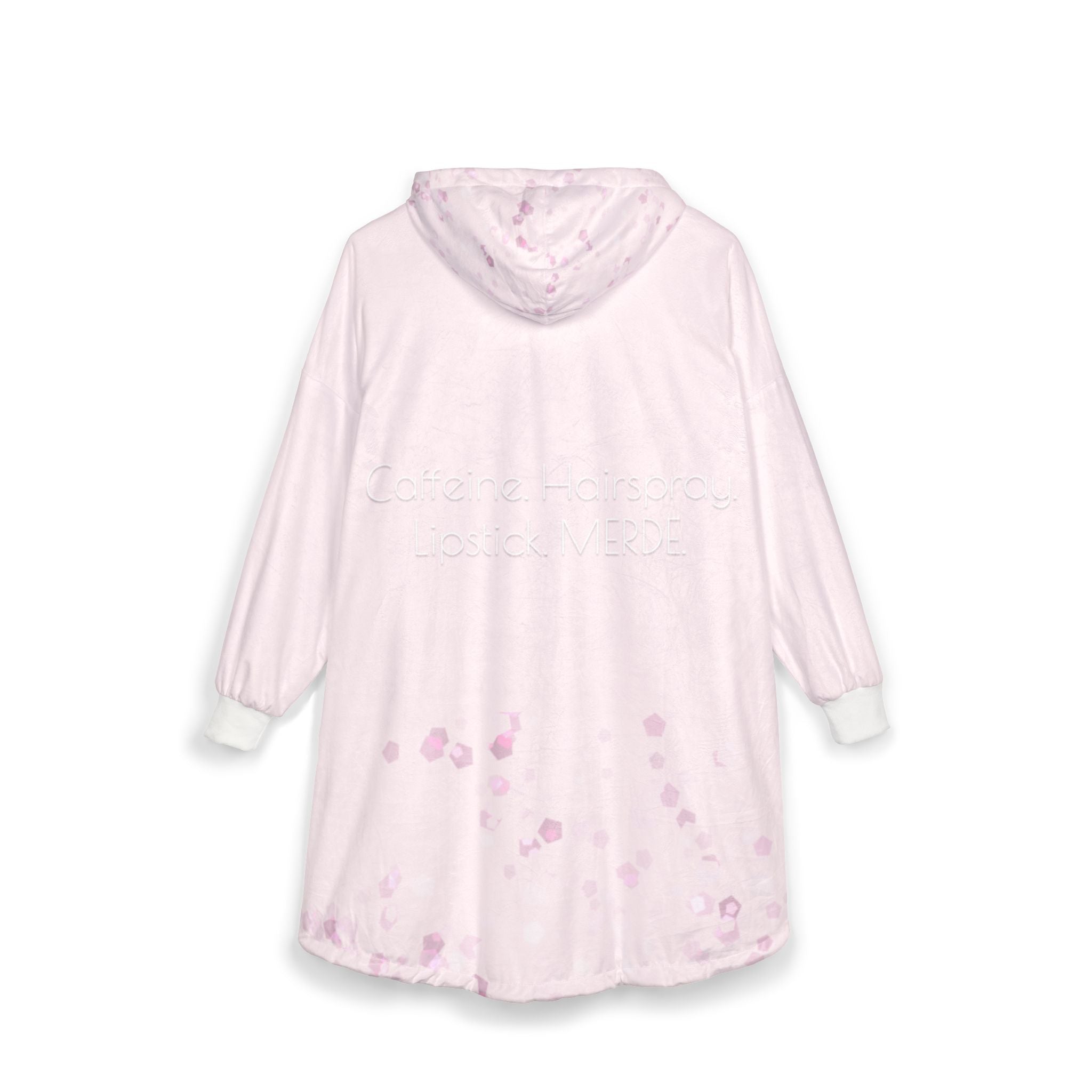 Hooded Blanket – Pink 'MERDE' Cozy Sherpa Hoodie Blanket with Floral Confetti