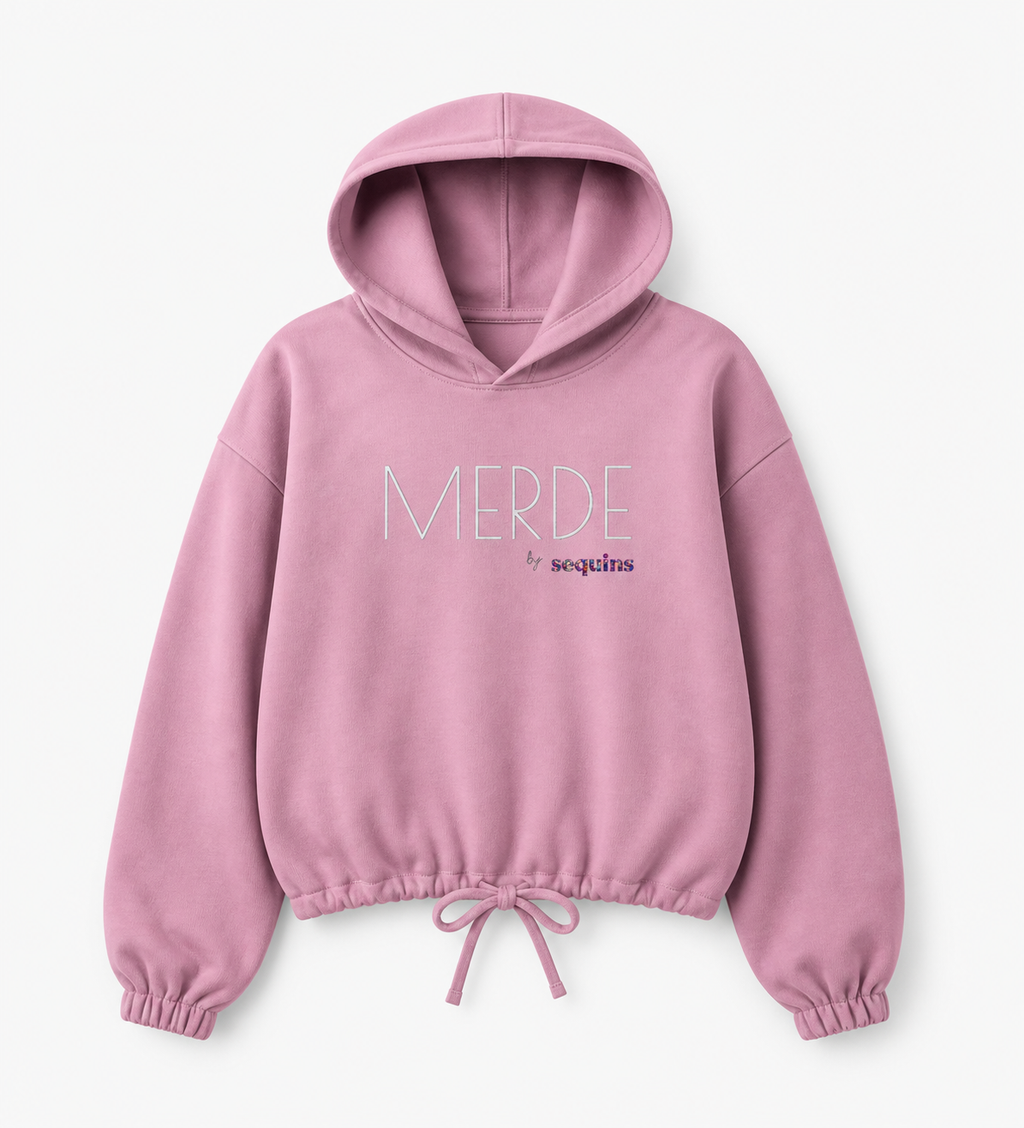 Merde Ladies' Cropped Oversize Hooded Sweatshirt
